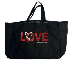 Victoria's Secret Black‎ Sequin LOVE Tote Bag Valentines 2017 Limited Edition